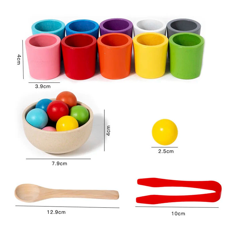 Montessori-Farbzuordnungsspiel aus Holz mit Bechern