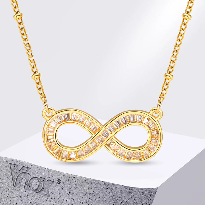 Infinity Halskette mit Zirkonia aus Edelstahl