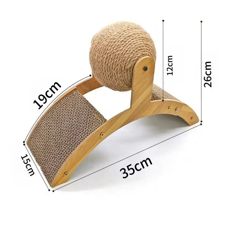 2-in-1-Katzen-Kratzball mit Sisal und Holzgestell