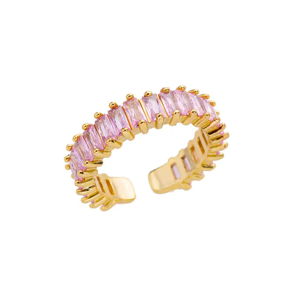 Eleganter Ring mit bunten Steinen, verschiedene Varianten, Rosa, Einheitsgröße