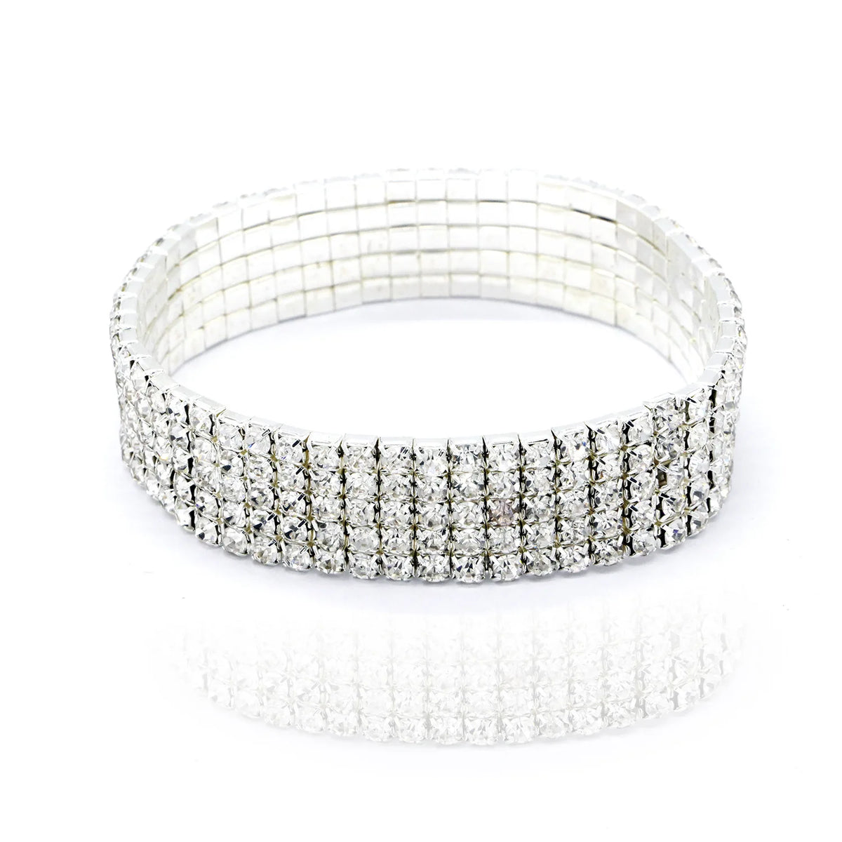 Fußkette Kristall & Strass – Tennis-Optik, mehrlagig & elastisch, 5 Row