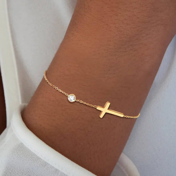 Edelstahl Zirkonia Kreuz Armband Damen – Dünne Kette | 20 Designs