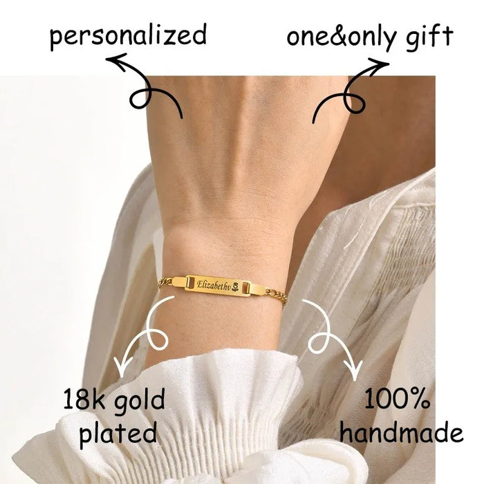 Personalisiertes Gravur-Armband aus Edelstahl – Gold, Silber oder Schwarz