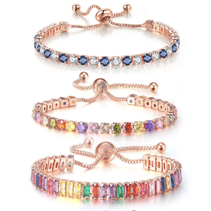 Elegante Armkette/ Armband in Roségold mit farbenfrohen Steinen