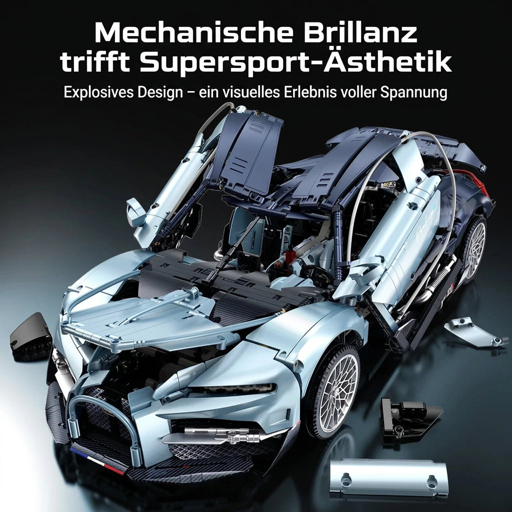 Bugatti Tourbillon Bausteine – MOC-Modell 1:8, 3719 Teile, für Erwachsene