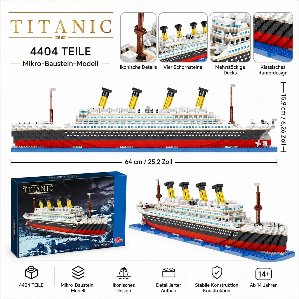 Titanic Bausteine – Kreuzfahrtschiff-Modell, 4404 Teile, für Erwachsene