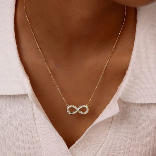 Infinity Halskette mit Zirkonia aus Edelstahl, Ansicht 2