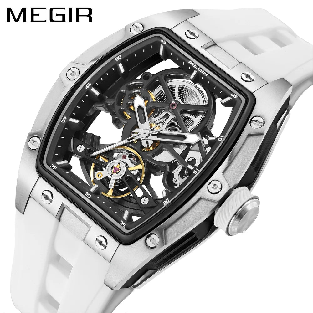 MEGIR Herren-Automatikuhr MG-2242 mit Skelettdesign und Silikonarmband