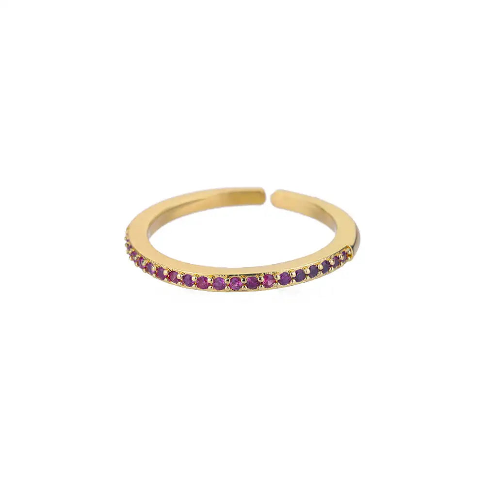 Eleganter Ring mit bunten Steinen, verschiedene Varianten, Rot Schmal, Einheitsgröße
