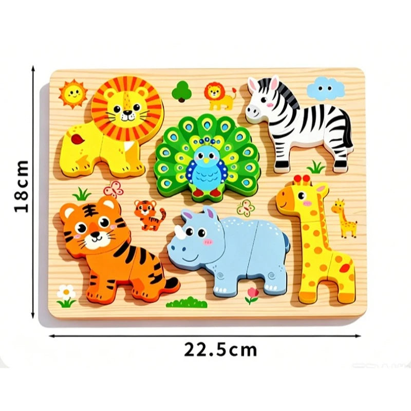 3D-Holzpuzzle für Kinder mit Tiermotiven