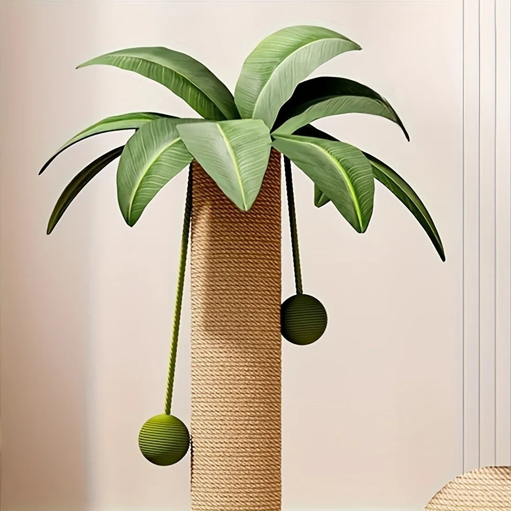 Katzen-Kratzsäule im Palmen-Design mit Spielbällen