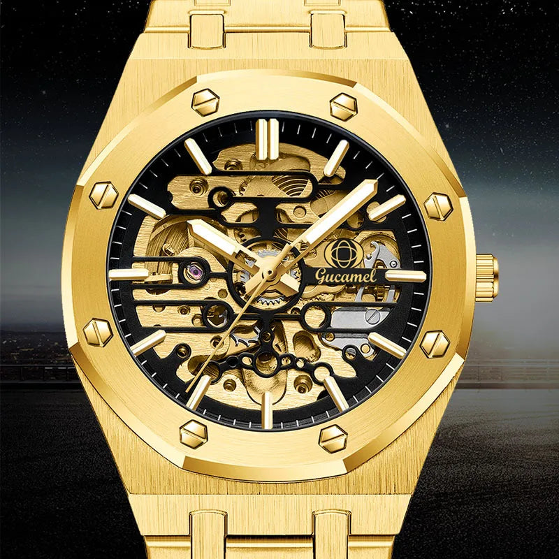 GUCAMEL Herrenarmbanduhr mit Edelstahlarmband