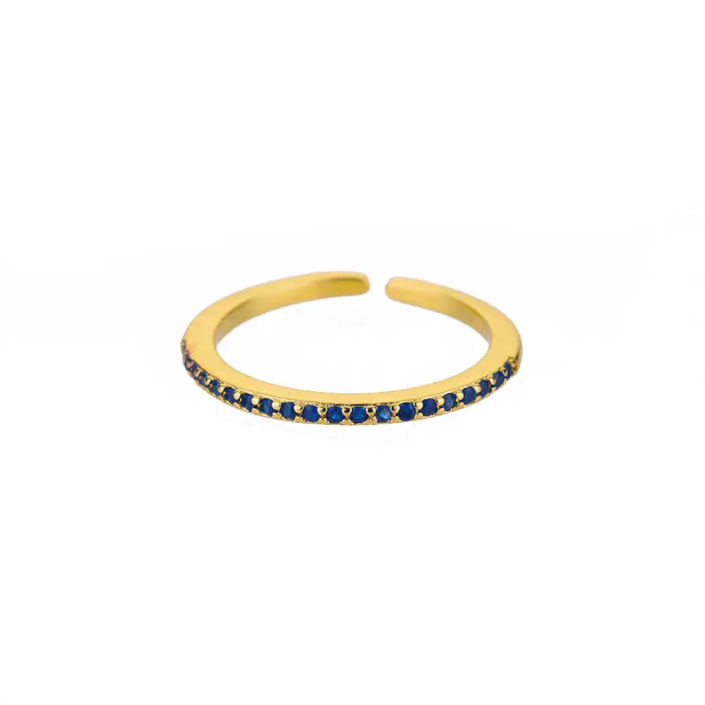 Eleganter Ring mit bunten Steinen, verschiedene Varianten, Dunkelblau Schmal, Einheitsgröße