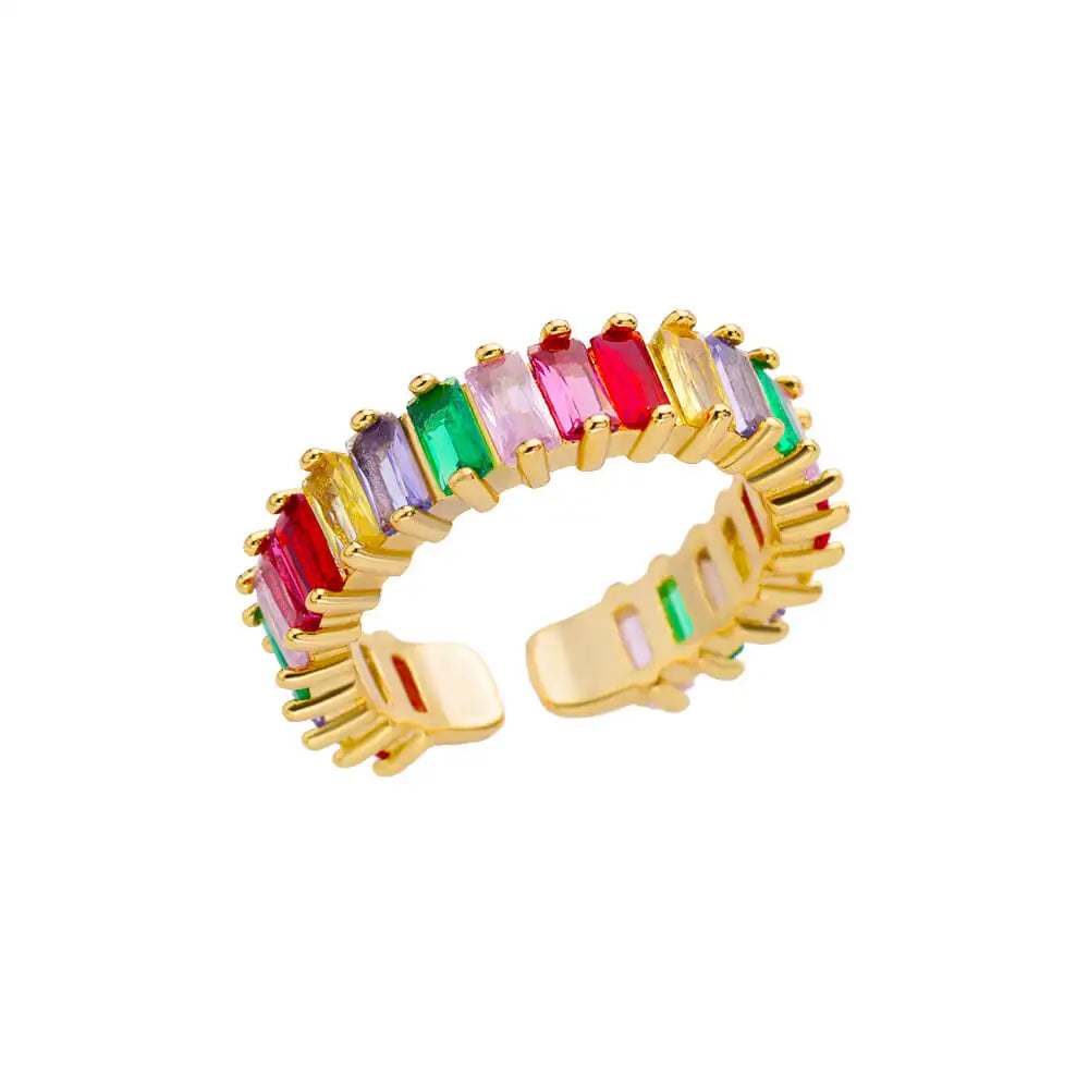 Eleganter Ring mit bunten Steinen, verschiedene Varianten, Bunt, Einheitsgröße