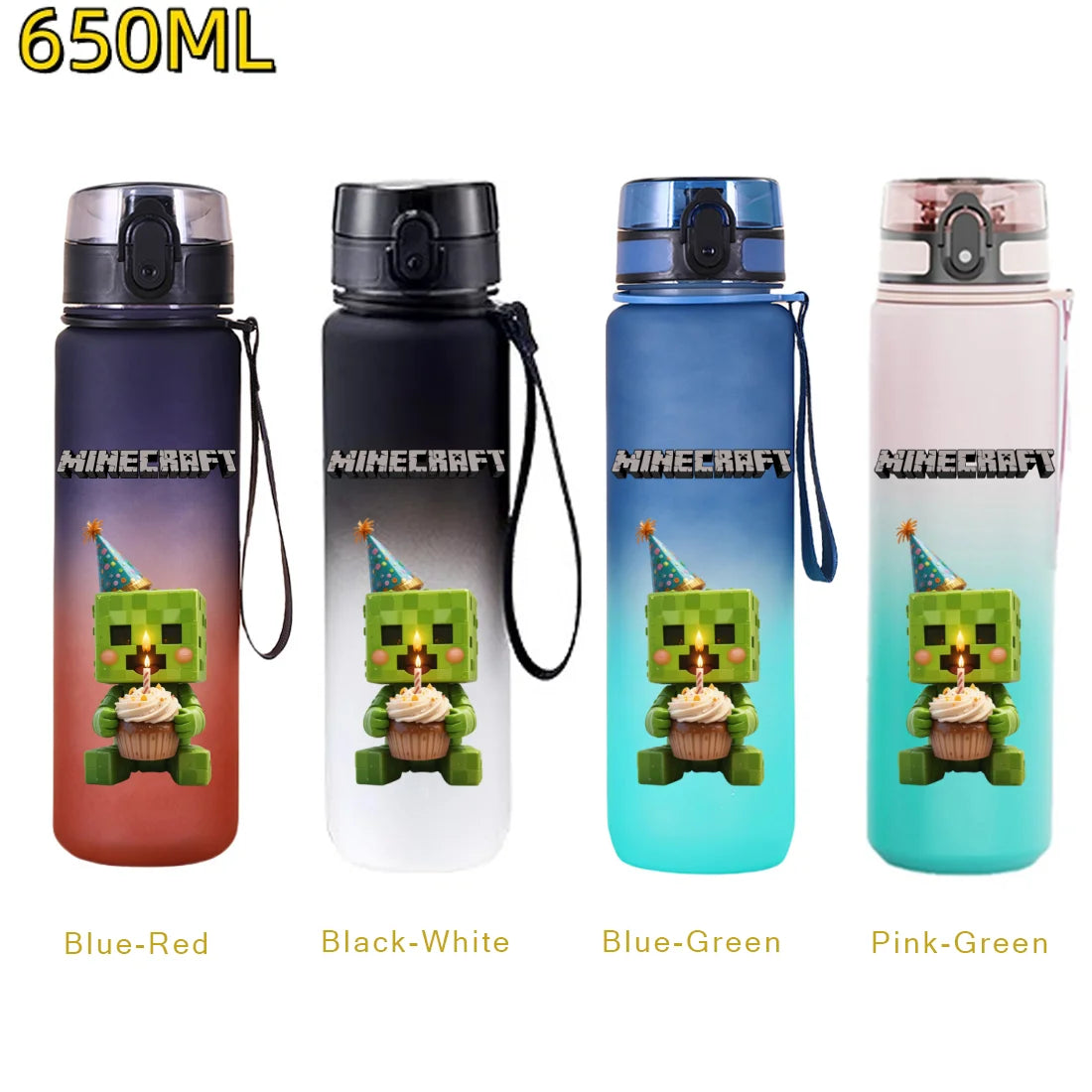 Minecraft Trinkflasche 650 ml – Auslaufsichere Sportflasche für Schule, Sport & Freizeit