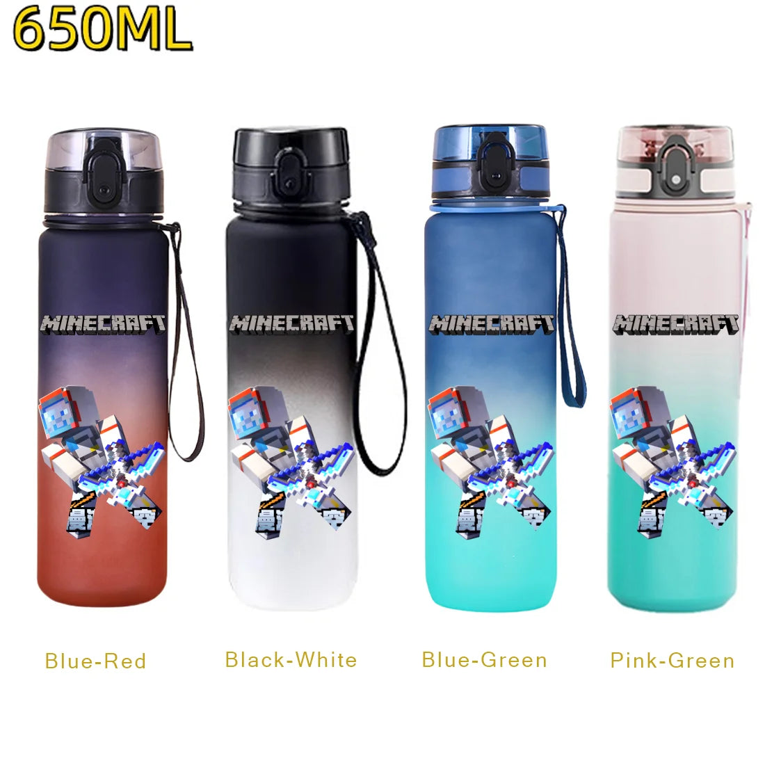 Minecraft Trinkflasche 650 ml – Auslaufsichere Sportflasche für Schule, Sport & Freizeit