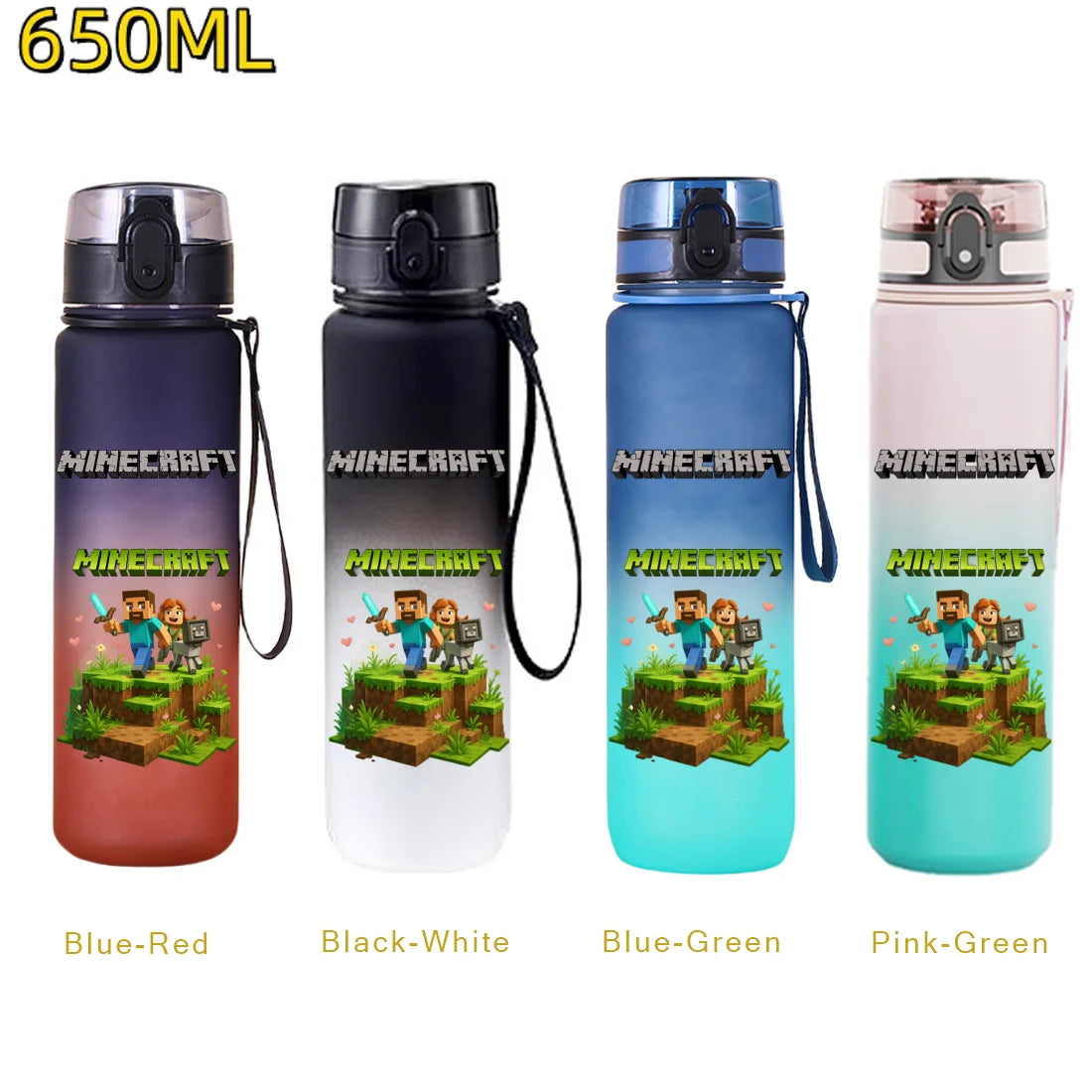 Minecraft Trinkflasche 650 ml – Auslaufsichere Sportflasche für Schule, Sport & Freizeit