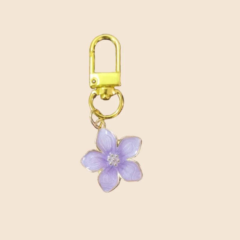Niedlicher kleiner Blumenanhänger für jede Handtasche, Modell 1 Lila, 3 Stück
