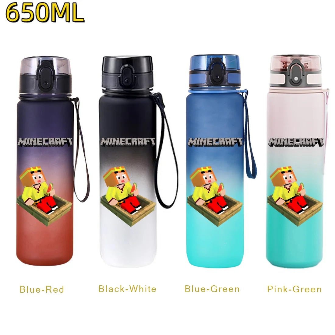 Minecraft Trinkflasche 650 ml – Auslaufsichere Sportflasche für Schule, Sport & Freizeit