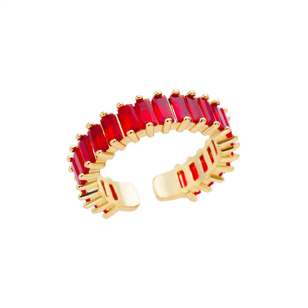 Eleganter Ring mit bunten Steinen, verschiedene Varianten, Rot, Einheitsgröße
