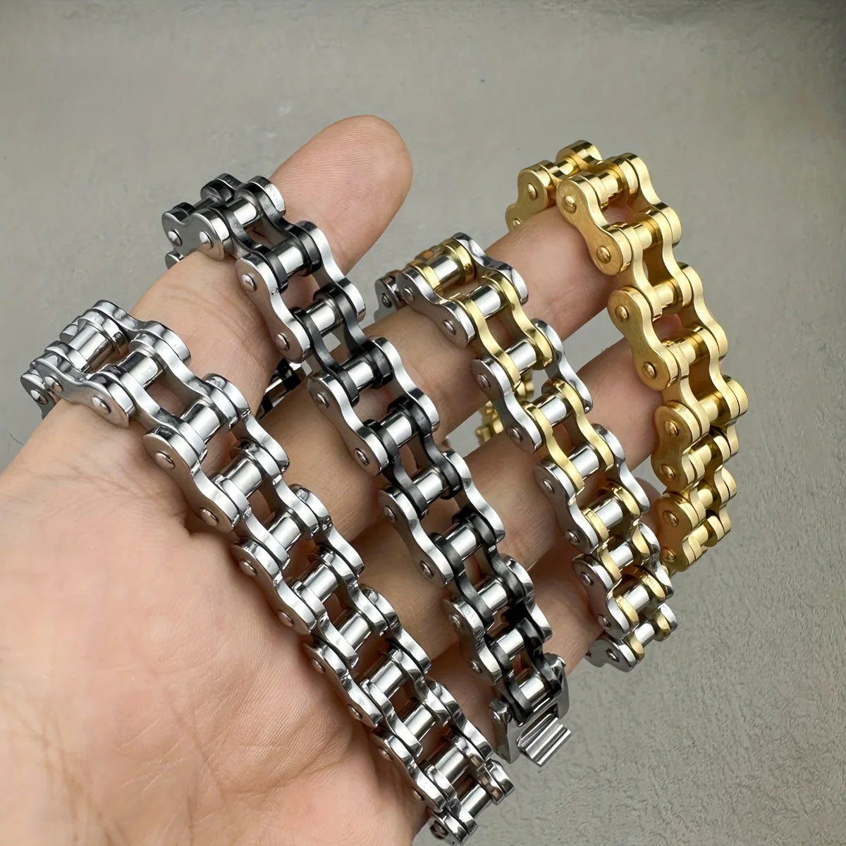 Edelstahl Biker Armband Punk Rock – Unisex | Gold, Silber, Schwarz
