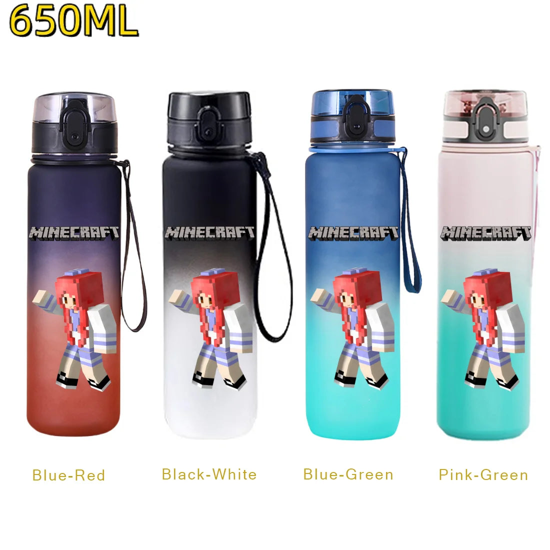 Minecraft Trinkflasche 650 ml – Auslaufsichere Sportflasche für Schule, Sport & Freizeit