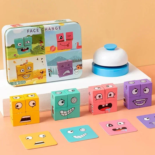Gesichtswürfel-Spiel aus Holz für Kinder