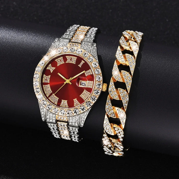TVK Unisex Uhr - Strass-Quarzuhr im Set mit Armband