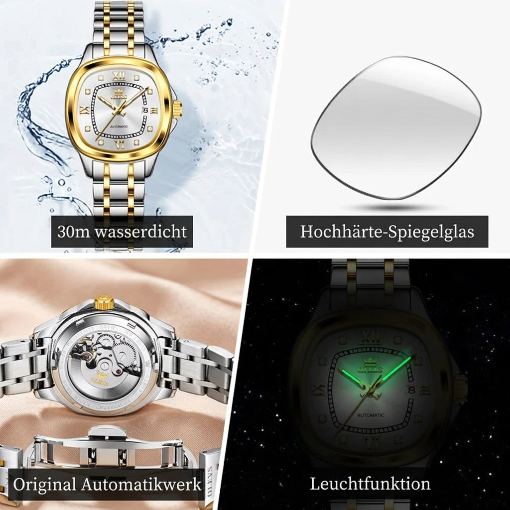 OLEVS 9810 Damen-Automatikuhr mit Edelstahlarmband