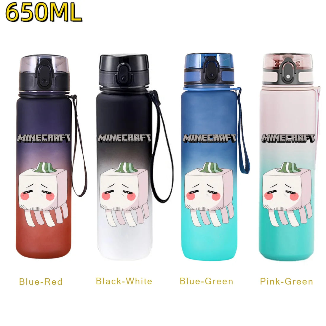 Minecraft Trinkflasche 650 ml – Auslaufsichere Sportflasche für Schule, Sport & Freizeit