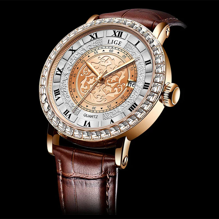 LIGE Unisex Uhr - Strass-Quarzuhr in Schmuckoptik