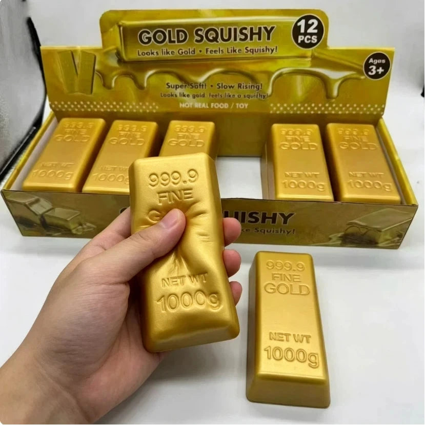 Goldbarren Squishy Toy - Anti-Stress Fidget-Spielzeug mit langsamem Rebound