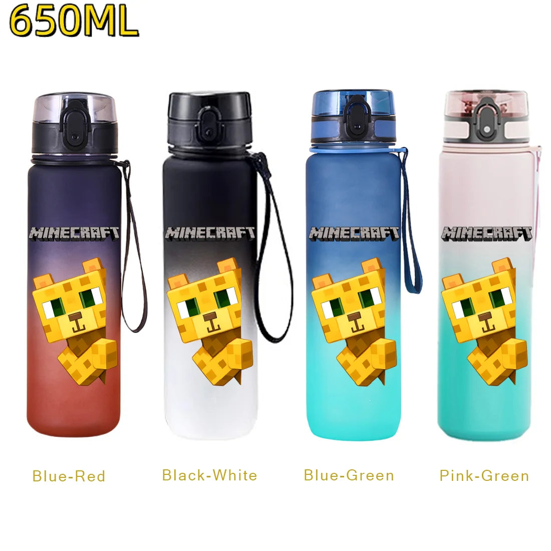 Minecraft Trinkflasche 650 ml – Auslaufsichere Sportflasche für Schule, Sport & Freizeit