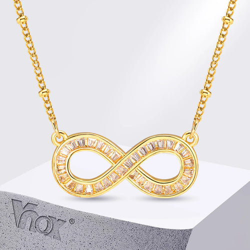 Infinity Halskette mit Zirkonia aus Edelstahl
