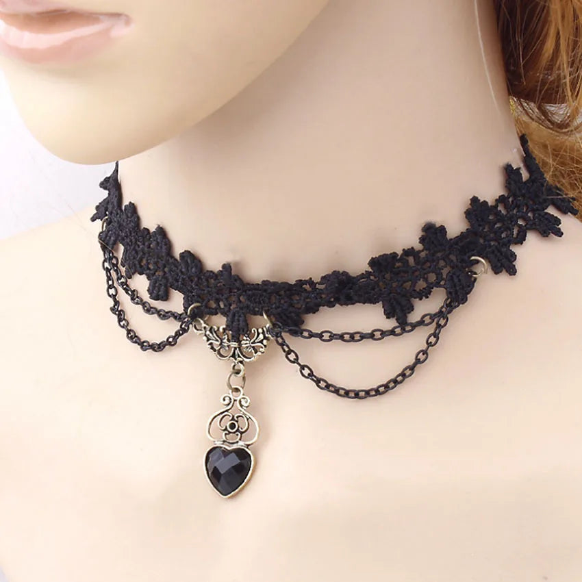 Samt-Spitzen Choker Halskette – Vintage Gothic | Damen, Ansicht 18