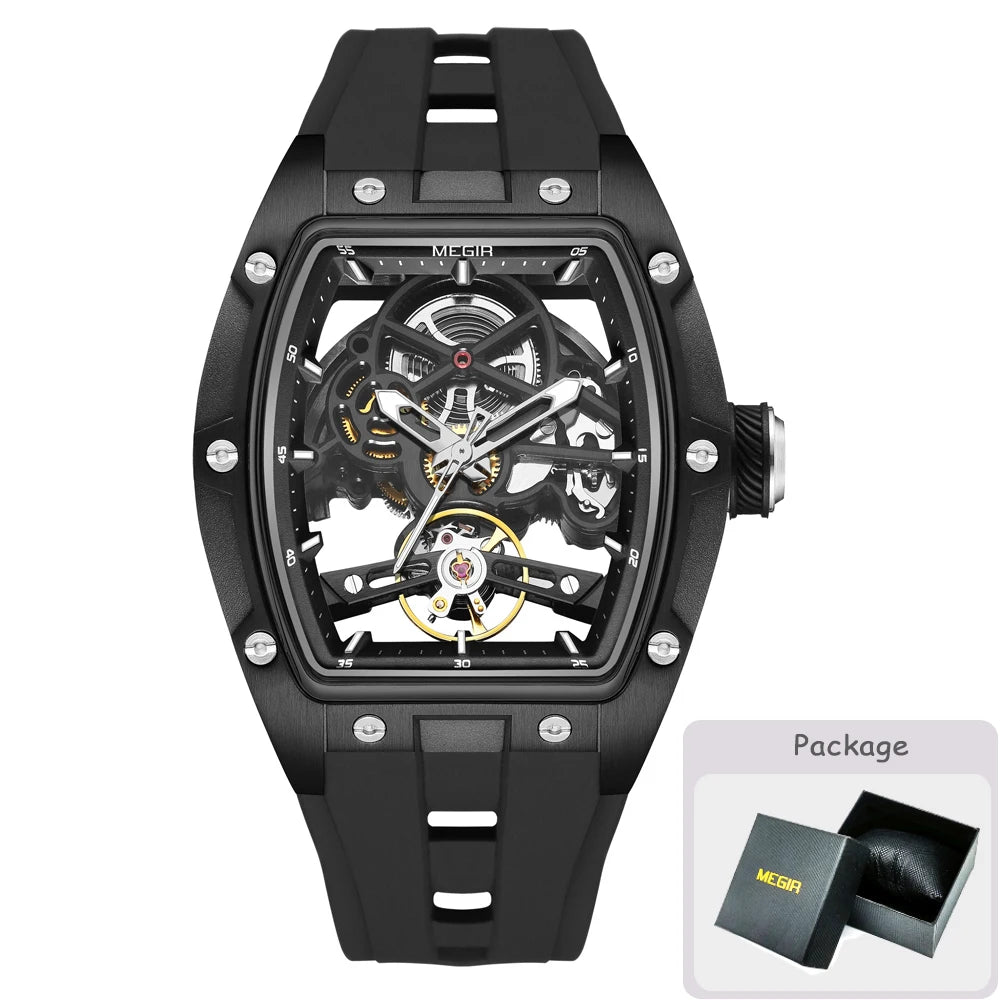 MEGIR Herren-Automatikuhr MG-2242 mit Skelettdesign und Silikonarmband