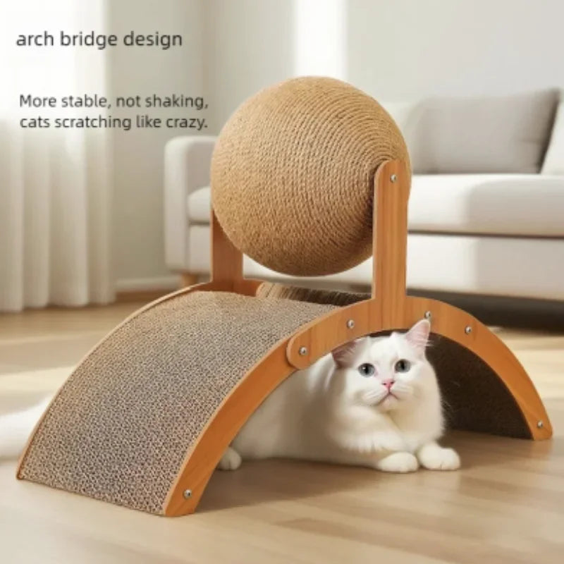 2-in-1-Katzen-Kratzball mit Sisal und Holzgestell