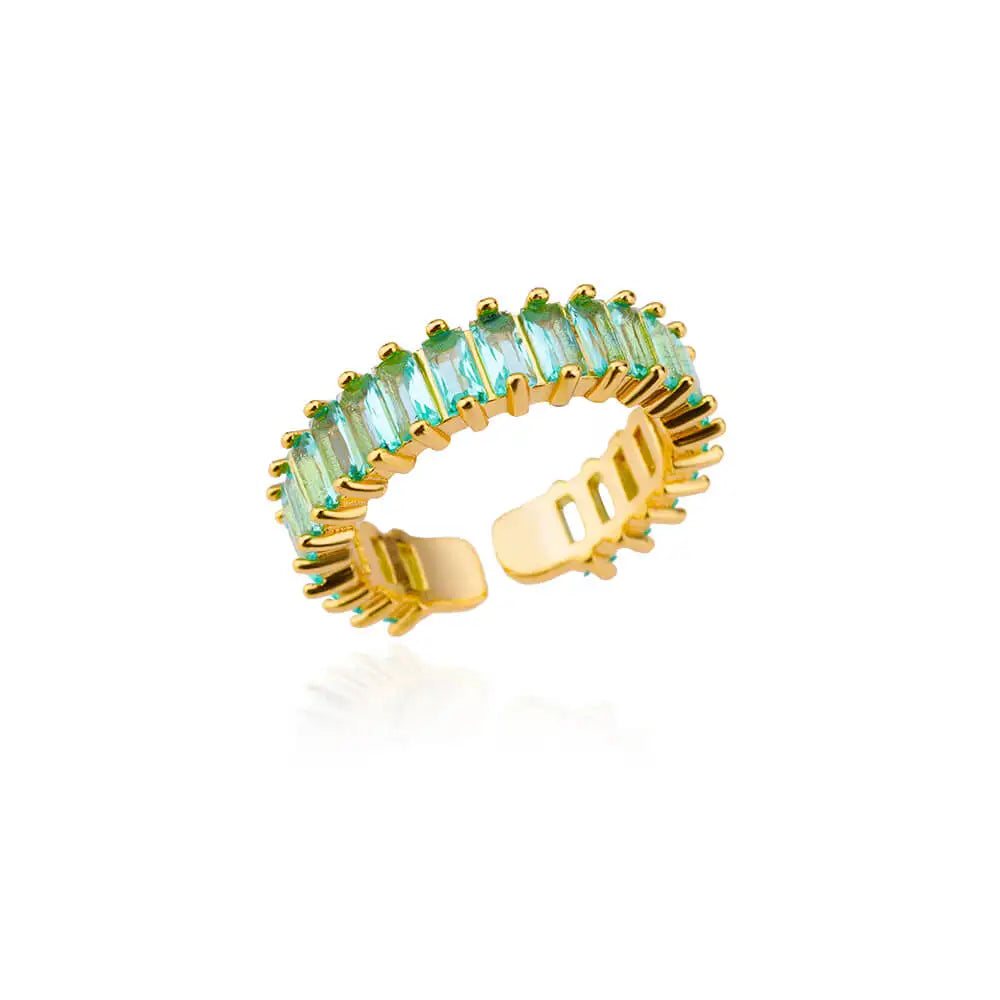 Eleganter Ring mit bunten Steinen, verschiedene Varianten, Hellgrün, Einheitsgröße