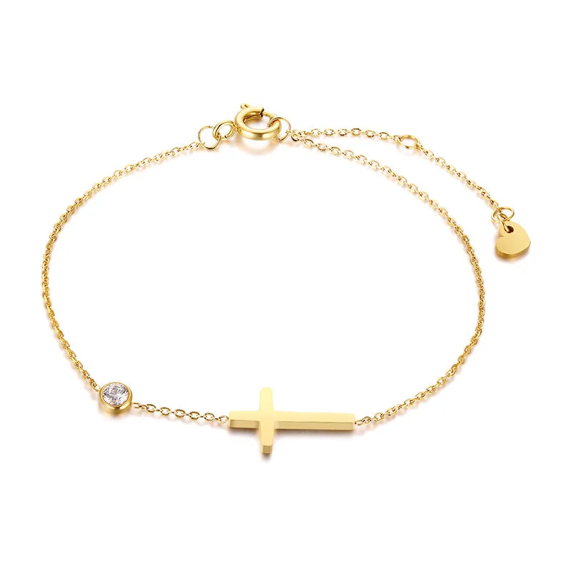 Edelstahl Zirkonia Kreuz Armband Damen – Dünne Kette | 20 Designs, Modell 20