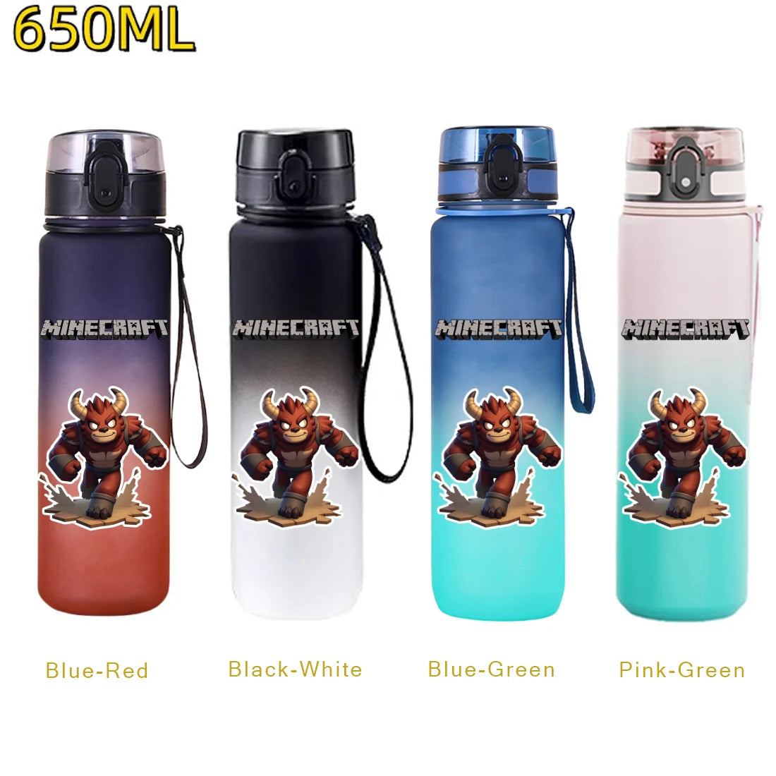 Minecraft Trinkflasche 650 ml – Auslaufsichere Sportflasche für Schule, Sport & Freizeit