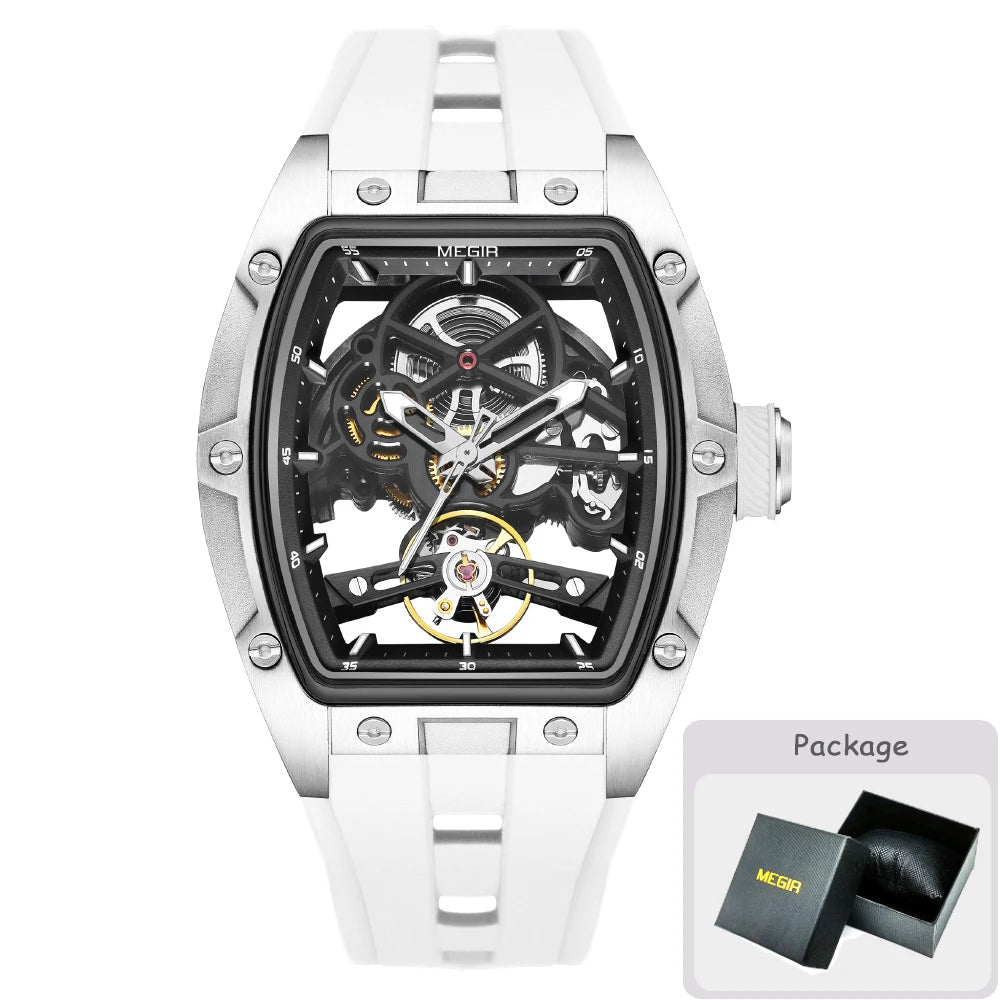 MEGIR Herren-Automatikuhr MG-2242 mit Skelettdesign und Silikonarmband