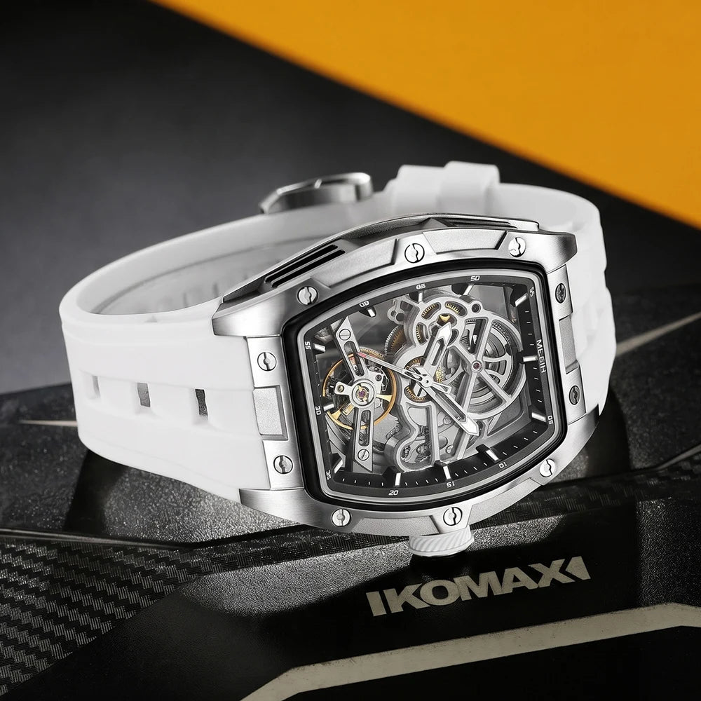MEGIR Herren-Automatikuhr MG-2242 mit Skelettdesign und Silikonarmband