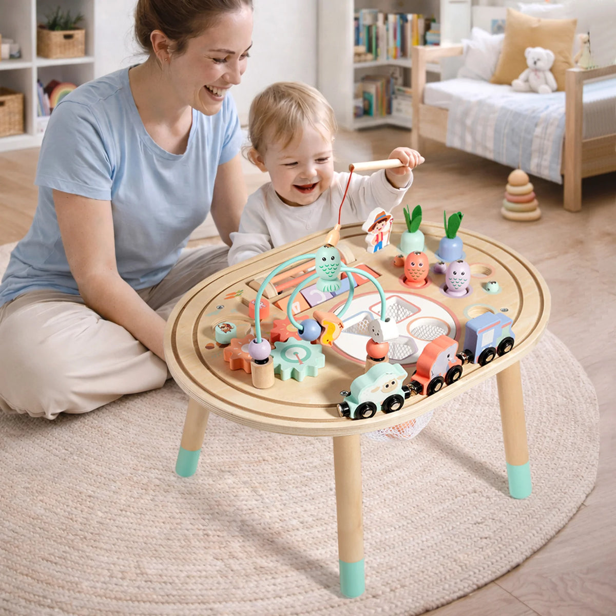 10-in-1 Aktivitätstisch aus Holz für Kinder