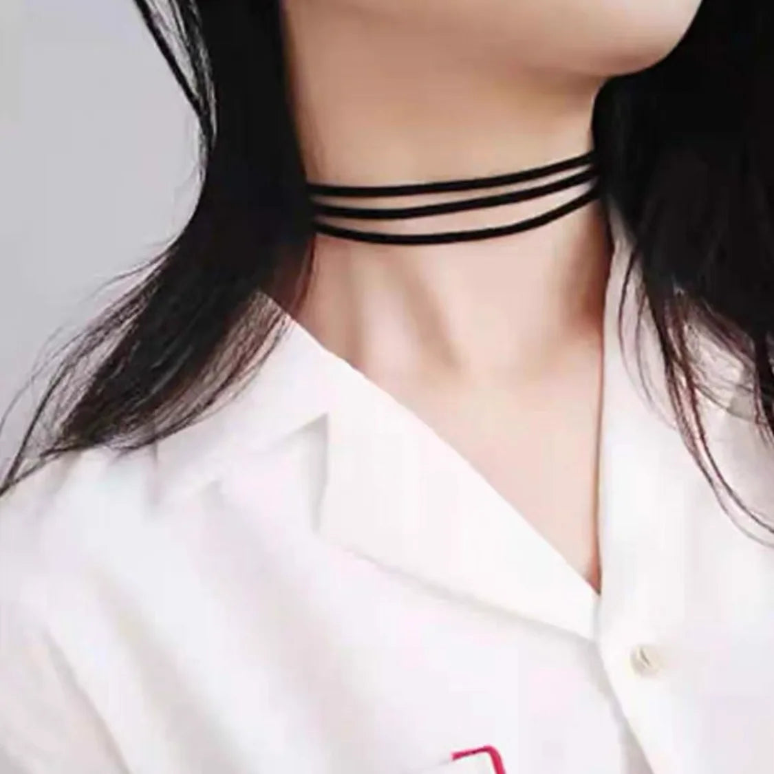 Samt-Spitzen Choker Halskette – Vintage Gothic | Damen, Three-line 24