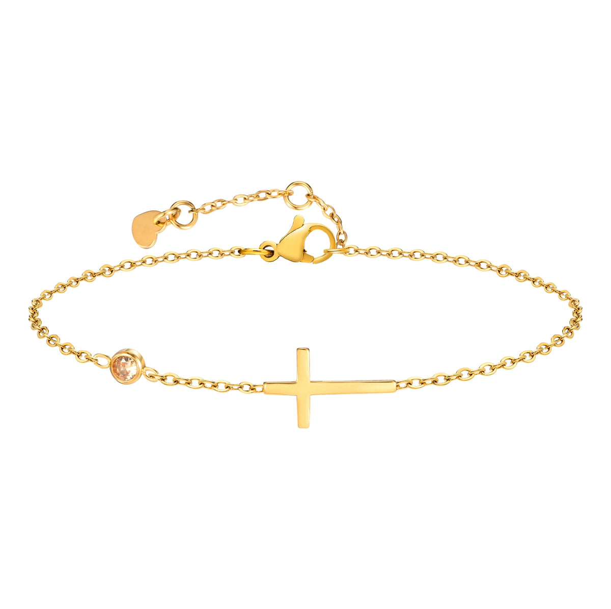 Edelstahl Zirkonia Kreuz Armband Damen – Dünne Kette | 20 Designs, Modell 19