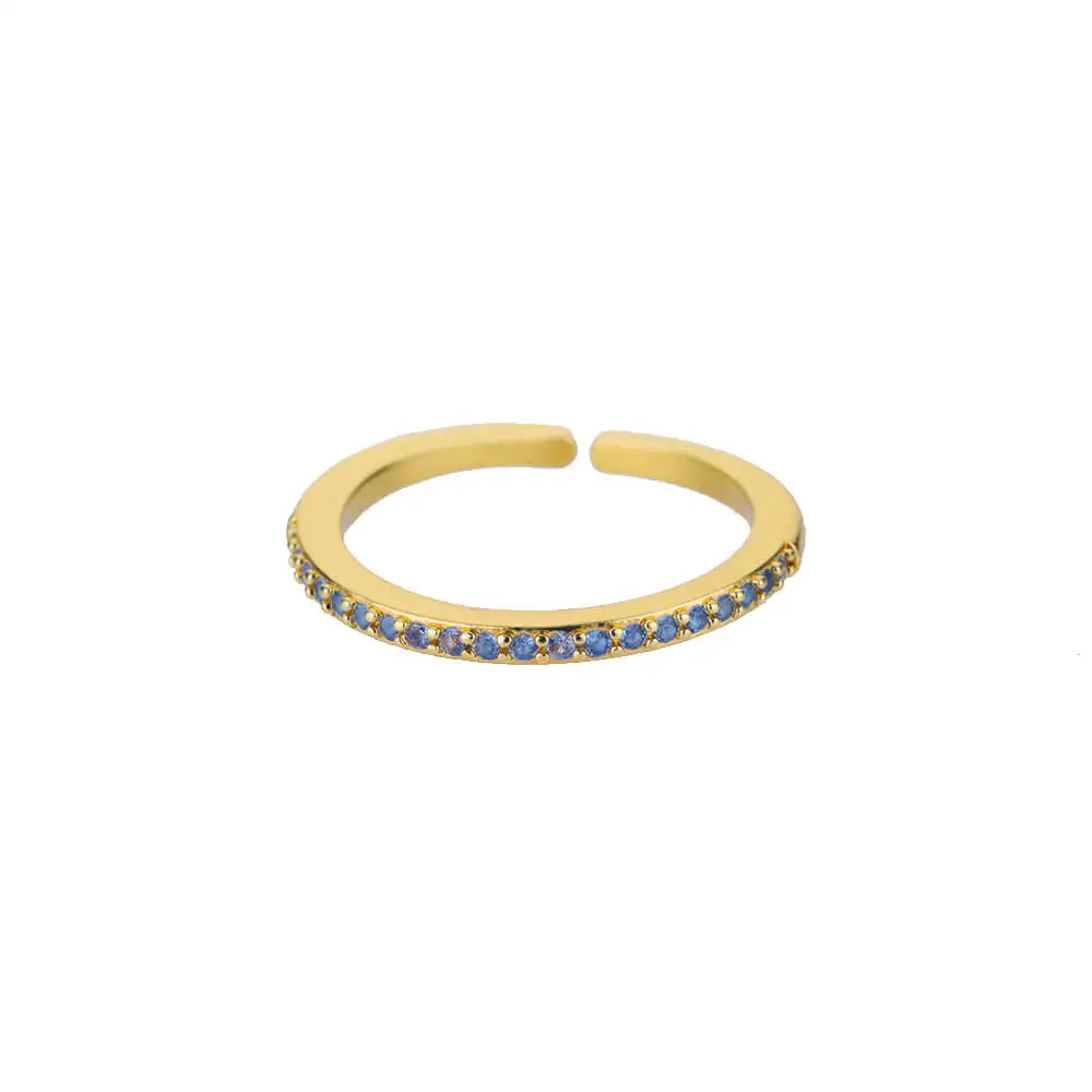Eleganter Ring mit bunten Steinen, verschiedene Varianten, Hellblau Schmal, Einheitsgröße