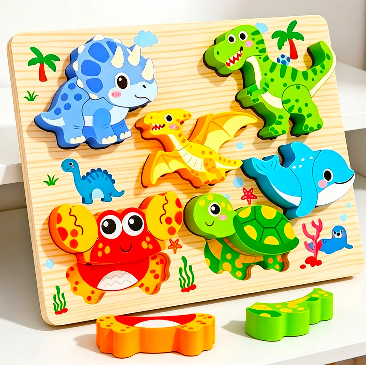 3D-Holzpuzzle für Kinder mit Tiermotiven