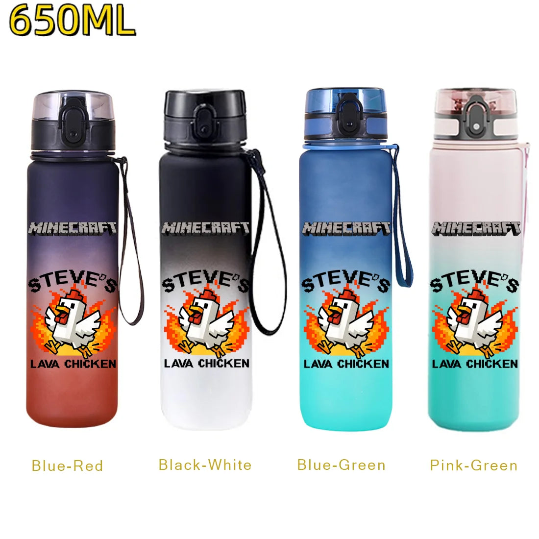 Minecraft Trinkflasche 650 ml – Auslaufsichere Sportflasche für Schule, Sport & Freizeit