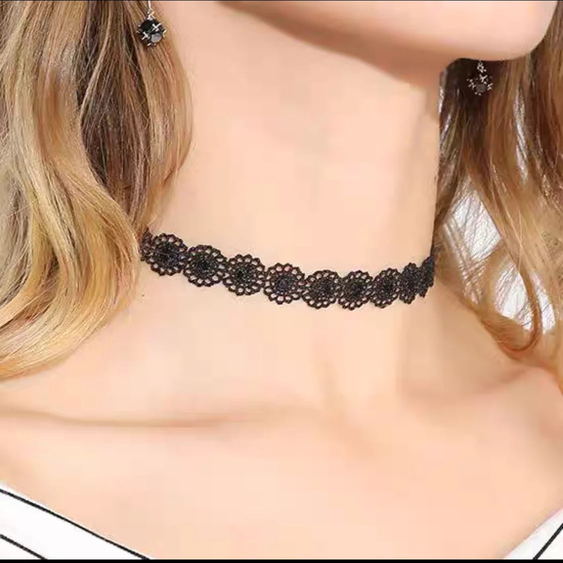 Samt-Spitzen Choker Halskette – Vintage Gothic | Damen, Flower 18