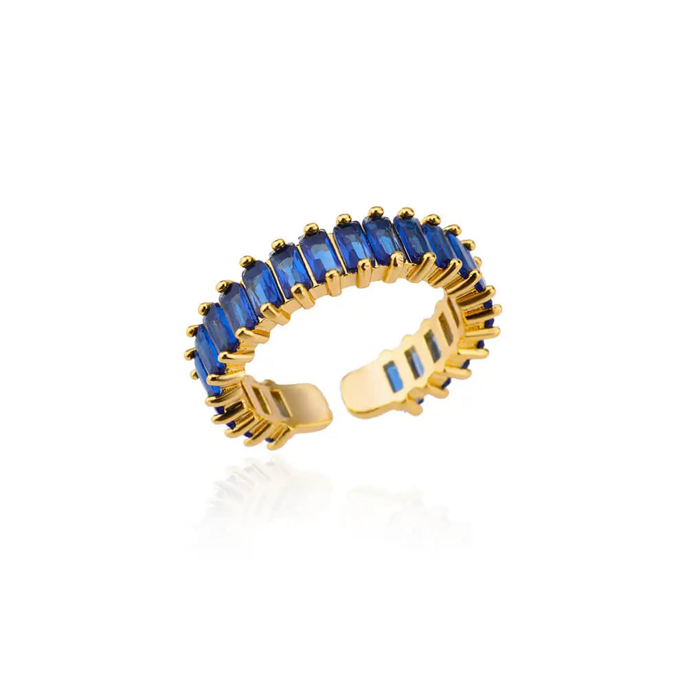 Eleganter Ring mit bunten Steinen, verschiedene Varianten, Blau, Einheitsgröße